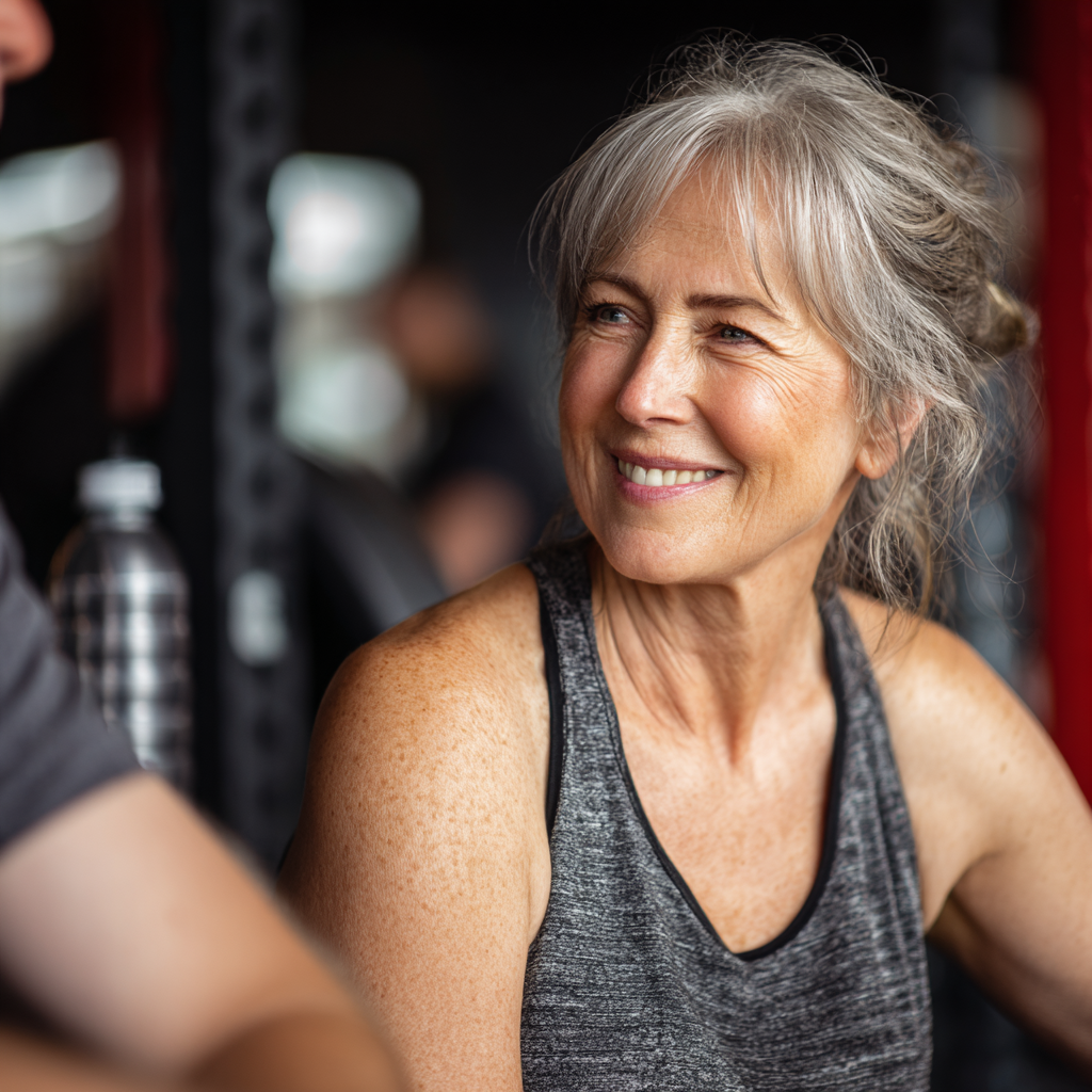  mature woman client at fitness